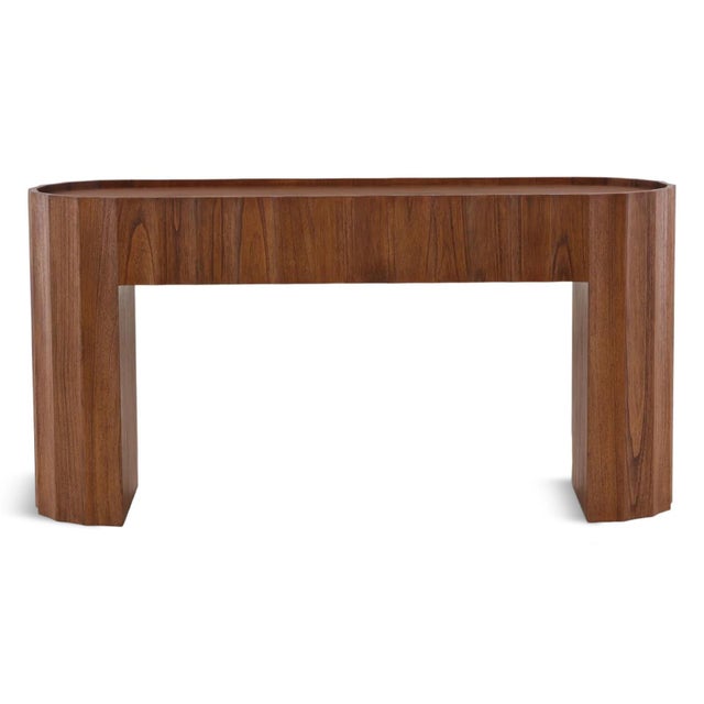 Scalloped Oval Wood Console Table For Sale - Image 14 of 15