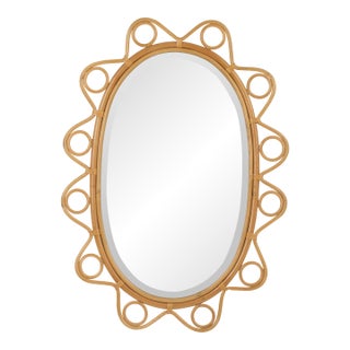 Cooper Classics x Park and Oak Elin Oval Rattan Loop Wall Mirror For Sale