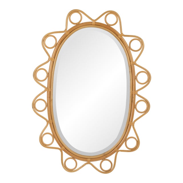 Cooper Classics x Park and Oak Elin Oval Rattan Loop Wall Mirror For Sale