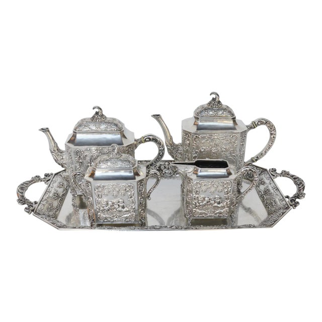 Italian Silver Tea Set Late 19th Century For Sale