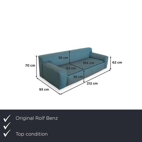 Clean, compact, and with a fresh color: This three-seater sofa from Rolf Benz features a minimalist, cubic form. The wide...