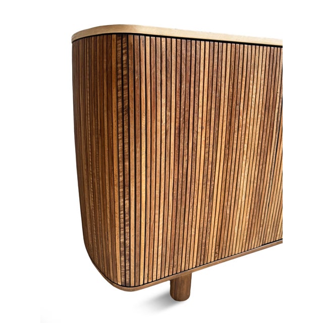Slatted Teak Rounded Sideboard Credenza For Sale - Image 13 of 16