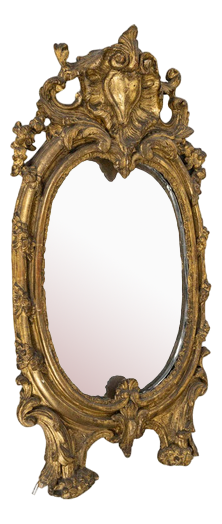 Louis XV Carved and Gilded Wood Wall Mirror, 18th Century.