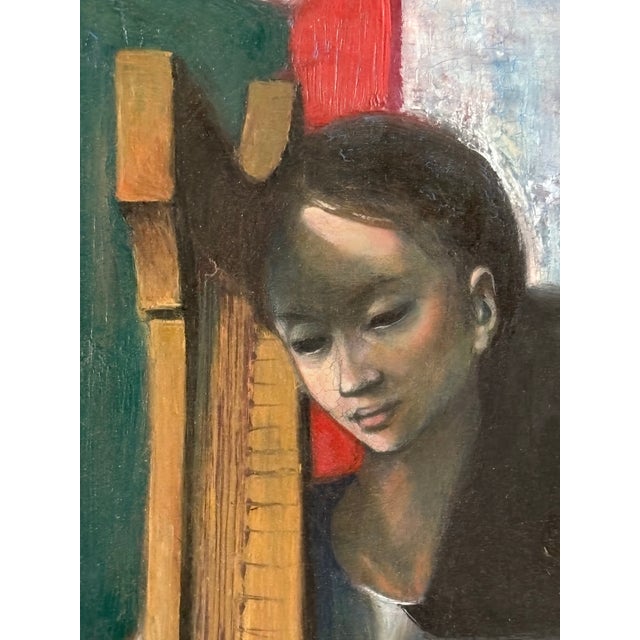 Jean-Pierre Alaux “La Harpe Irlandaise” Original Oil Painting 1950 Beaux-Arts For Sale - Image 4 of 12