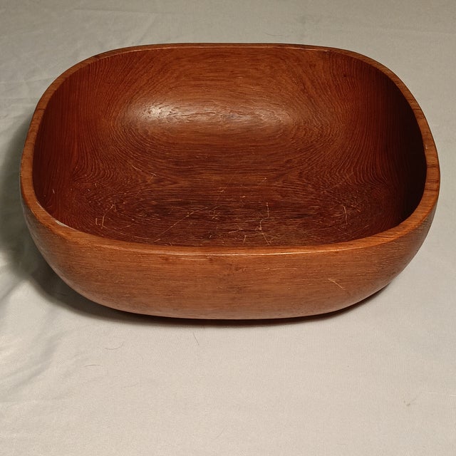 Vintage Farmhouse Rustic Square Natural Wood Bowl For Sale - Image 6 of 7