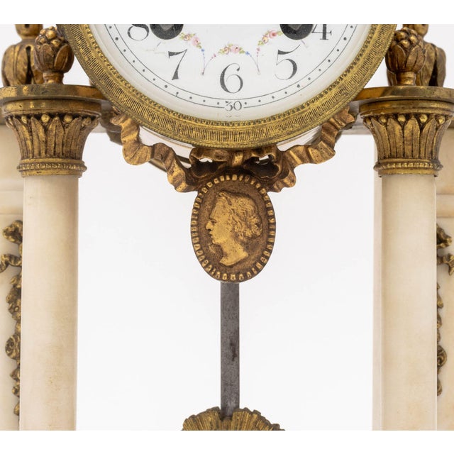Late 19th Century Louis XVI Style Marble and Bronze Clock and Candelabra Set, Late 19th Century For Sale - Image 5 of 18