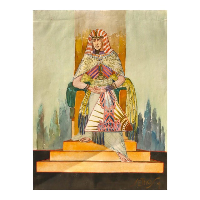 Setho - Original Watercolor by Unknown Master - 1920s 1923 ca. For Sale