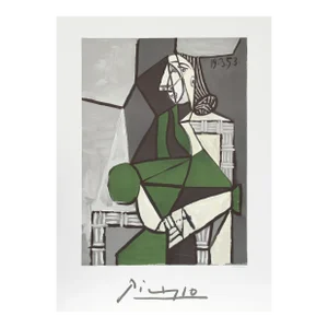 1980s "Portrait de Femme Assise, Robe Verte" Lithograph After Pablo Picasso