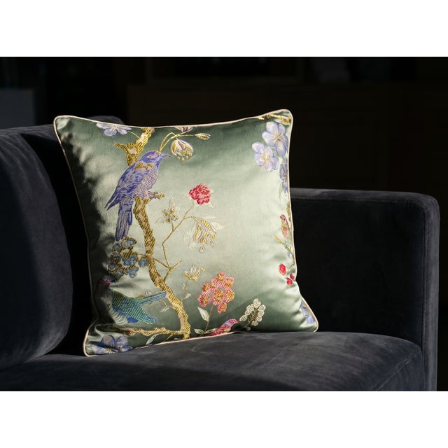 Satin Chinoiserie Bird Cushion Cover For Sale In Los Angeles - Image 6 of 10
