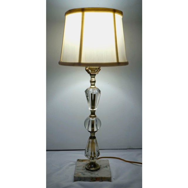 Mid 20th Century Italian Stacked Vintage Crystal Lamp With Marble Base For Sale - Image 4 of 12