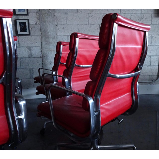 1990s Vintage Eames Soft Pad Executive Chair in Red Leather For Sale - Image 13 of 15