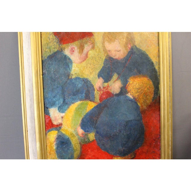 Vilma Vrbova-Kotrbova, Children with Balloons, 1961, Oil on Canvas, Framed For Sale - Image 9 of 14