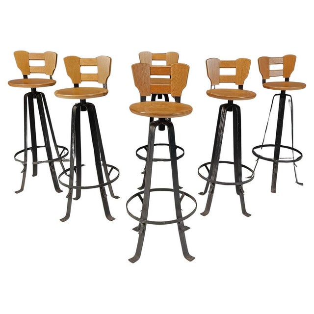 Vintage Brutalist Bar Stools, 1970s, Set of 6 For Sale - Image 12 of 12