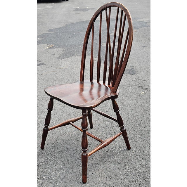 Early 20th Century S. Bent & Bros Oak Brace Back Windsor Chair For Sale - Image 4 of 9