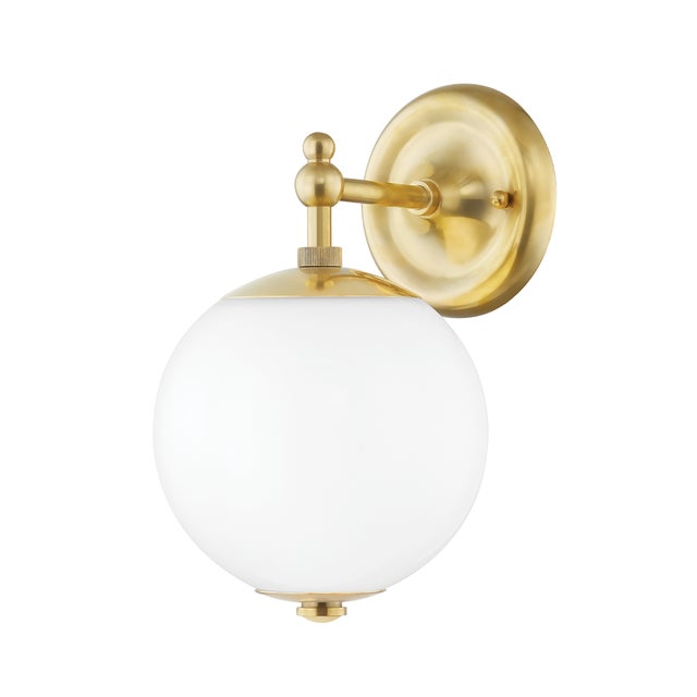Hudson Valley Lighting Mark D. Sikes Sphere No.1 1-Light Wall Sconce, Aged Brass For Sale In New York - Image 6 of 6