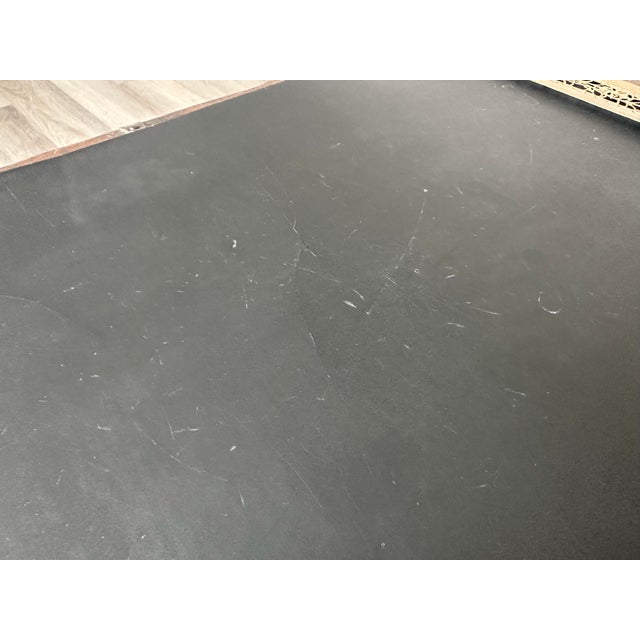 Black Tiffany Studios Flowers New York Bronze Ends With Leather Writing Desk 1879-1936 Mat For Sale - Image 8 of 9