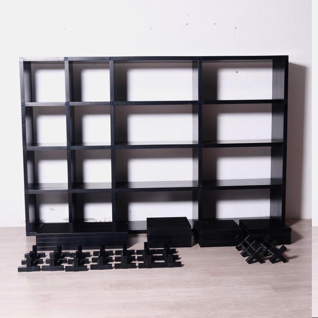 Kartell Black Modular Bookcase by Giulio A. Polvara for Kartell, 1970s For Sale - Image 4 of 17