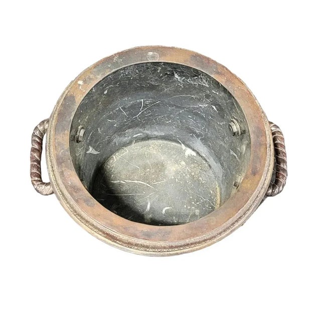 Mid 20th Century Marble and Brass Ice Bucket For Sale - Image 4 of 4