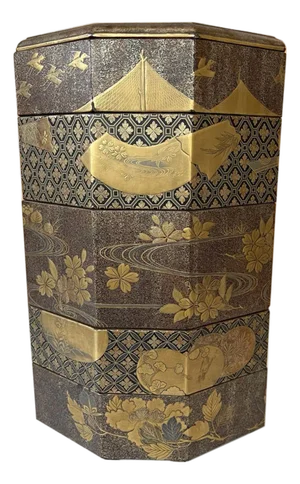Japanese Maki-e Lacquer Stack Box Jubako
