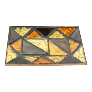 Mid-Century Modern Cut Glass Mosaic Tile Trinket Tray