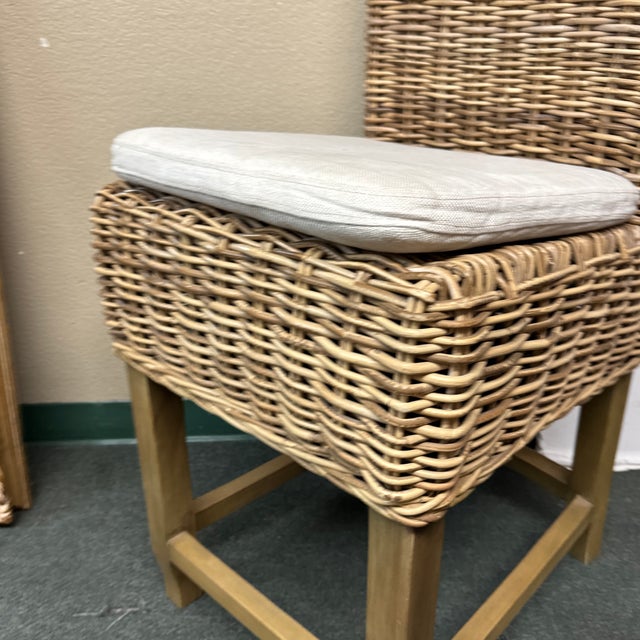 Restoration Hardware Provence Wicker Counter Stools, a Pair | Chairish