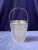 Transparent 1960s Art Deco Pressed Glass and Silver Rim With Ice Bucket Coasters Pinch Bowl and French Claw Ice Tongs - 5 Piece Bar Set For Sale - Image 8 of 17