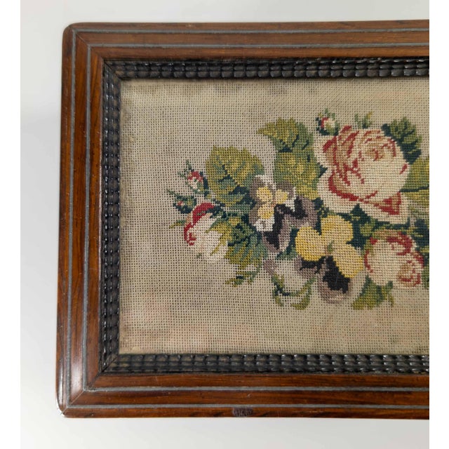 Wood 19th Century Continental European Rosewood Veneer Box With Needlepoint, French or German For Sale - Image 7 of 15