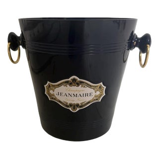 Dark Blue Jeanmaire Champagne Bucket with Brass Handles from Vogalu For Sale