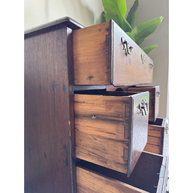 Brown Antique 18th Century Georgian Oak Kneehole Desk Wood with Cupboard For Sale - Image 8 of 16