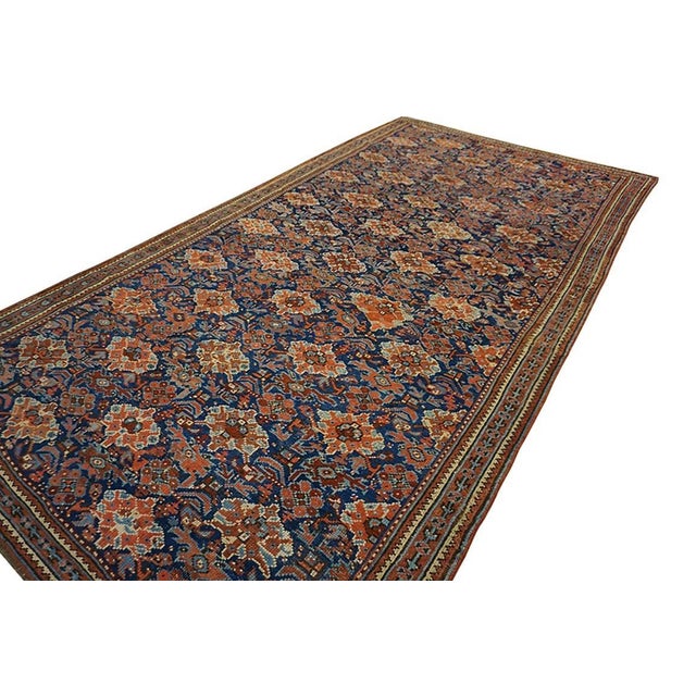 Blue Antique Tribal Geometric 19th Century Turkish Oushak Smyrna Carpet Rug For Sale - Image 11 of 12