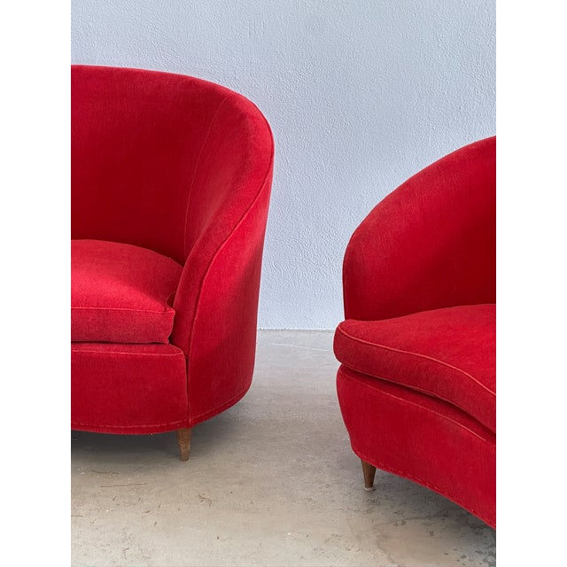 Baroque Sofa and Armchairs with Wooden Feet, 1950s, Set of 3 For Sale - Image 3 of 14