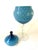 Fabulous large art bowl with pedestal base. This beautiful mid century art glass in cerulean ombre blue it is 18” tall...