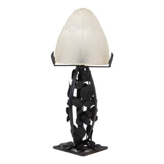 French Art Deco Wrought Iron Table Lamp, 1930s For Sale
