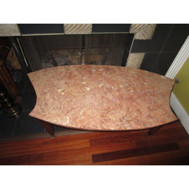 Late 19th Century 19th Century Ovoid Shaped Breche Violette Marble Federal Mahogany Coffee Table For Sale - Image 5 of 5