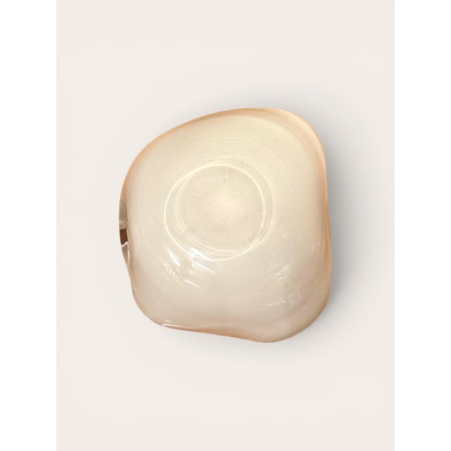 Murano Mid-Century Alfredo Barbini Murano Pink & Cream “Circus Tent” Glass Bowl For Sale - Image 4 of 4
