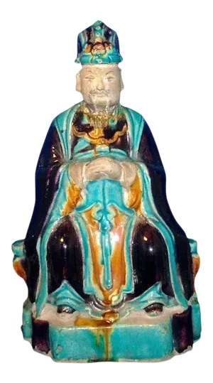 Chinese Ming Dynasty Official in Traditional Dress Seated Figure