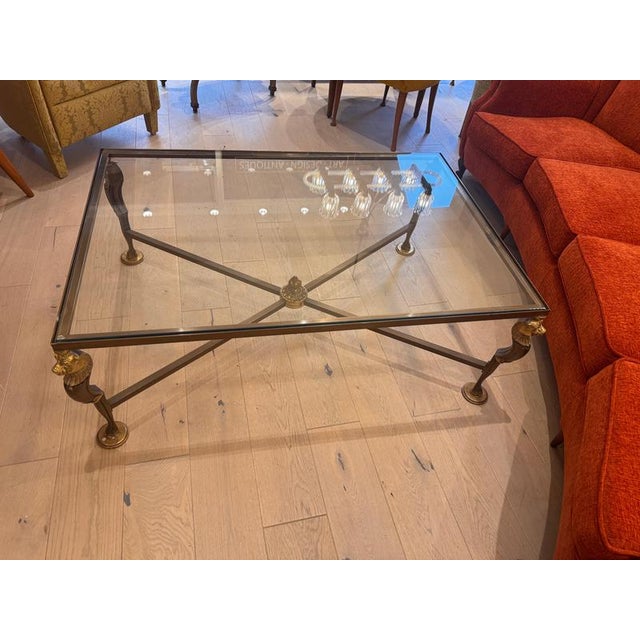 Vintage French Neoclassical Patinated Bronze Coffee Table, 1960s For Sale - Image 4 of 9