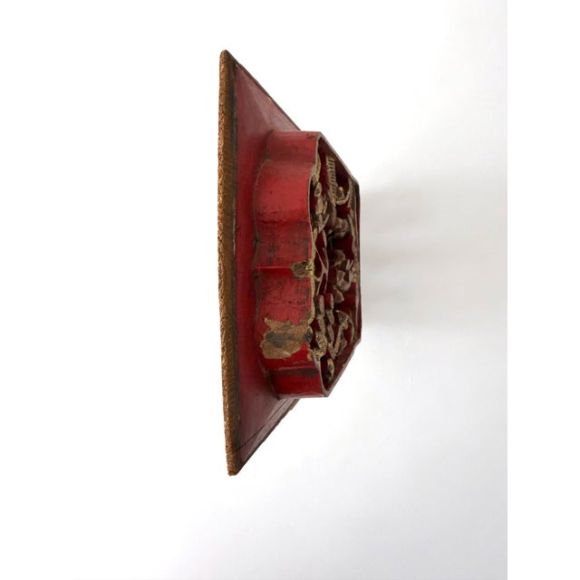 Antique Chinese Carved Gilt Wood Panel on Stand For Sale - Image 9 of 15