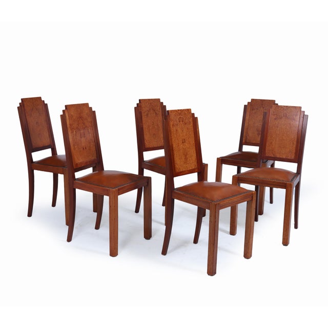 Art Deco French Dining Chairs in Amboyna, 1930, Set of 6 For Sale - Image 16 of 16