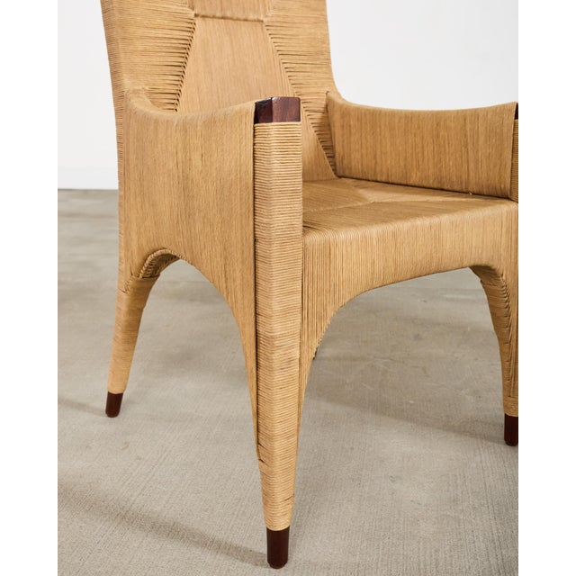 Set of Ten Bill Sofield McGuire Danish Cord Cocoon Dining Chairs For Sale - Image 9 of 18