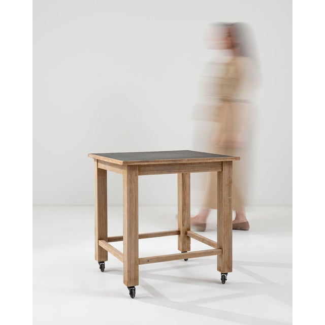20th Century Belgian Wooden Side Table on Wheels For Sale - Image 10 of 18