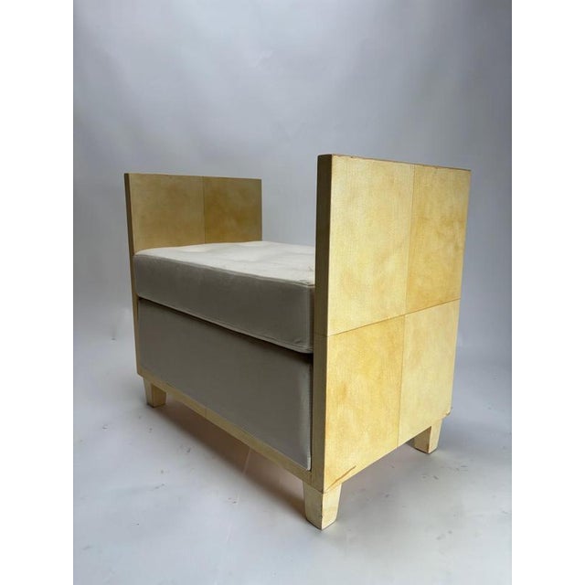 Art Deco Style Parchment Poufs, France, 1970s, Set of 2 For Sale - Image 4 of 10