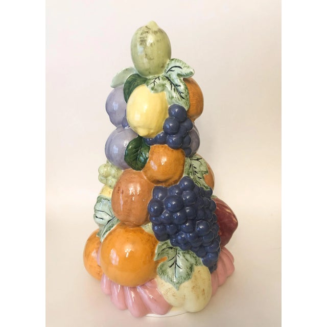 Vintage colorful fruit porcelain topiary. Would make a great centerpiece. In great condition! A few flaws photographed...