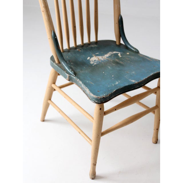 Antique Folk Art Painted Farmhouse Chairs Pair For Sale - Image 15 of 18