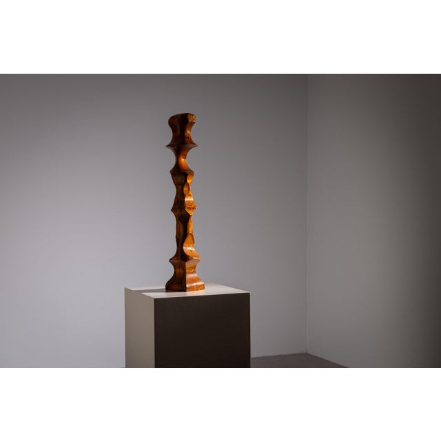 Wood Minimalist Abstract Handcarved Sculpture, 1970s, Wood For Sale - Image 7 of 15