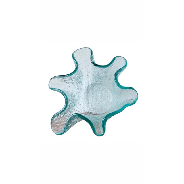 Vintage Ruffle Blown Glass Bowl - larger size with beautiful thick glass, this item is gorgeous with no markers mark....