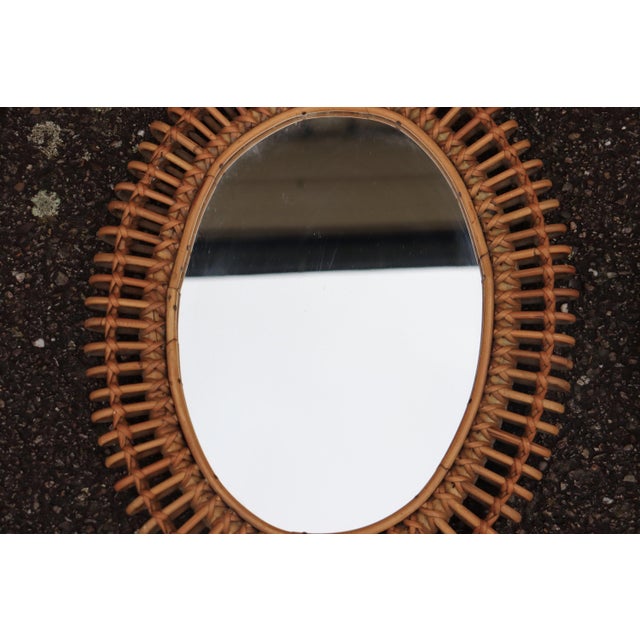 Rattan Mirrors attributed to Franco Albini, Italy, 1950s-1960s, Set of 2 For Sale - Image 6 of 9