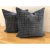 Two beautiful knife-edge pillows custom made in Aerin Collection for Lee Jofa Shoridge fabric in the Lapis blue colorway....
