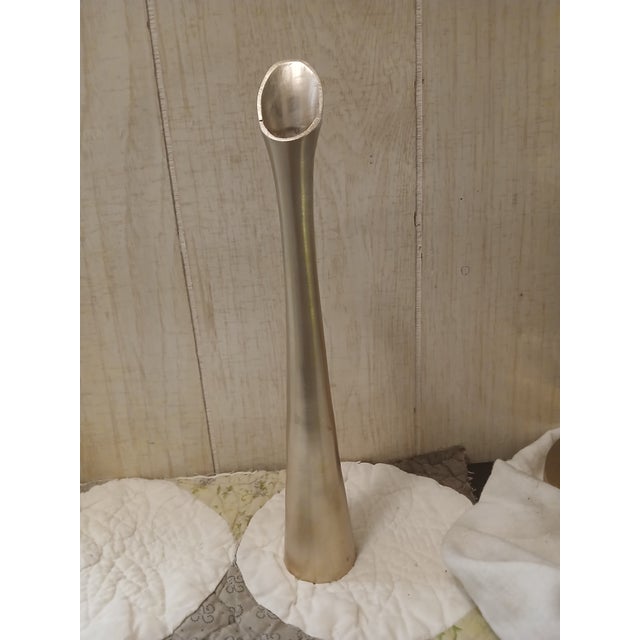 Elegant Modernist Solid Brass Swan Neck Bud Vasr For Sale - Image 4 of 6