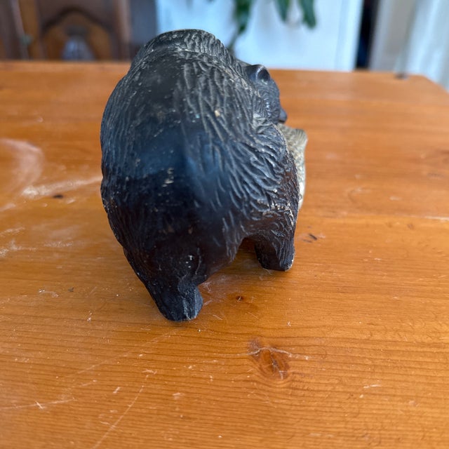Mid 20th Century Black Bear With Salmon Catch Painted Bronze For Sale In Philadelphia - Image 6 of 12